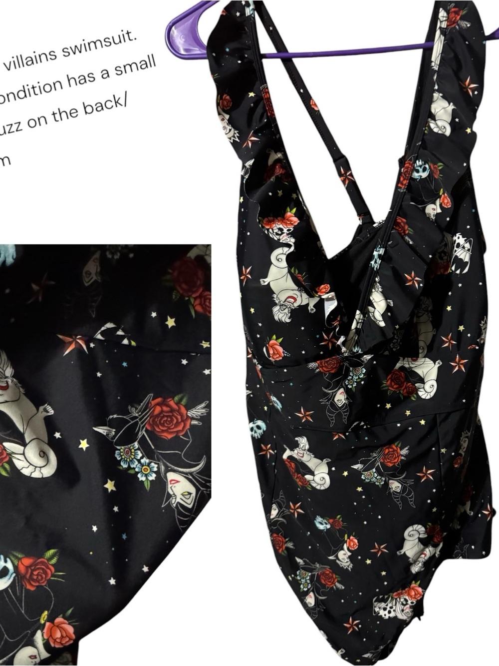 torrid Black Floral & Skull Ruffle One-Piece Swimsuit